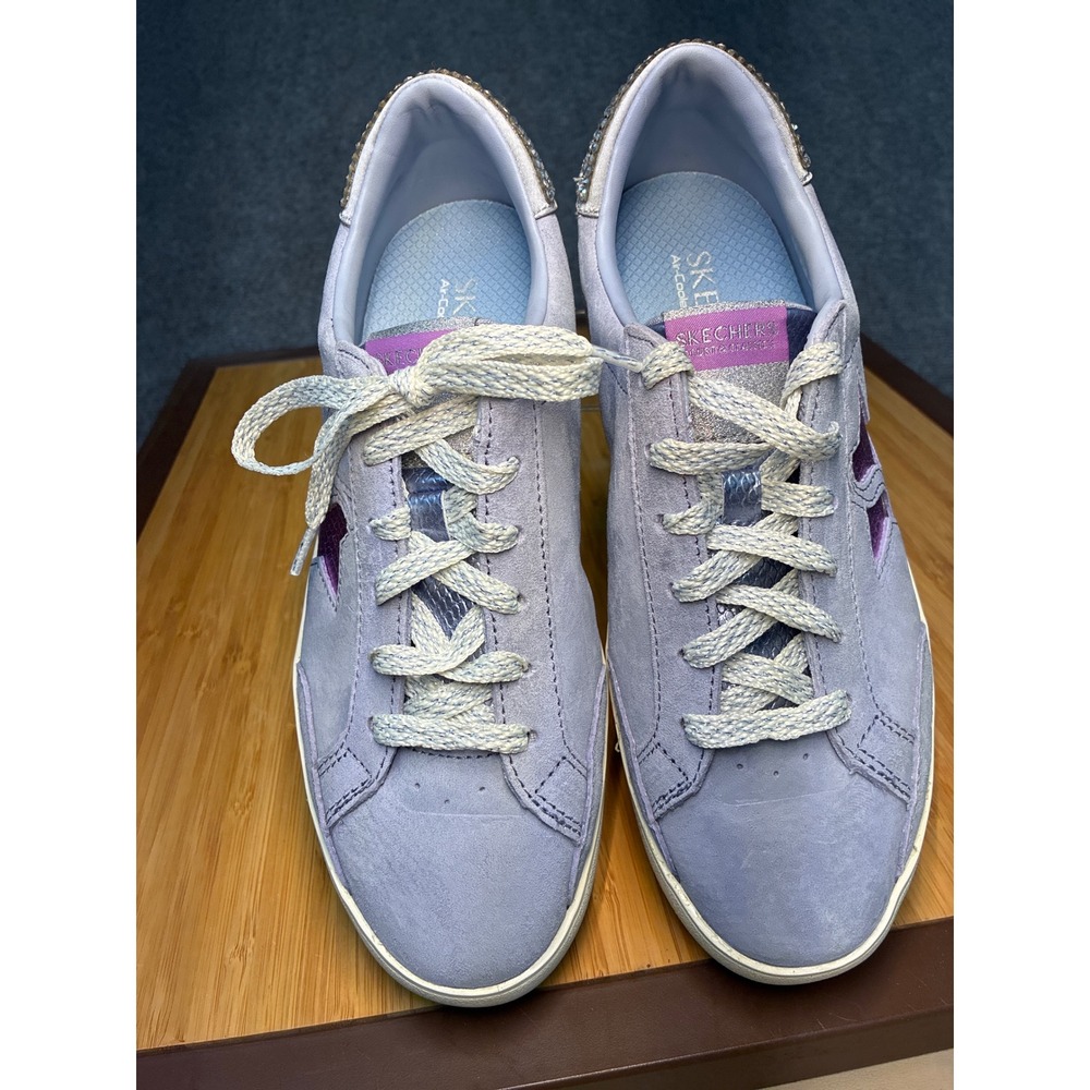 Skechers Court Classics Lavender Suede Star‎ Rhinestone Sneakers NEW 7.5